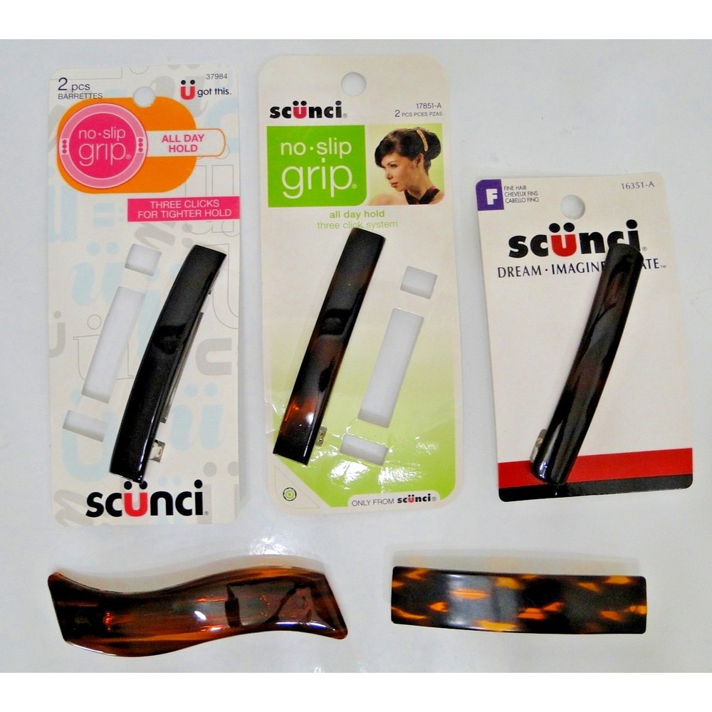 Scunci No Slip Grip all Day Hold 17851 ( 5 pcs) brown Black 3 1/4"‎ Hair clips